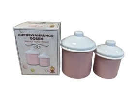 R Teamplayer Emaille Aufbewahrungsdosen 2er Set, rosa