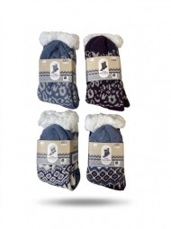 R Kuschelsocken mit ABS-Sohle, versch. Größen, gemustert