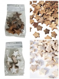 W Deko Stern aus Kokosnuss 5 cm, natur & weiß im Beutel