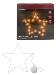 W Metallstern 20 LED mit Saugnapf und Timer Ø 30 cm, weiß