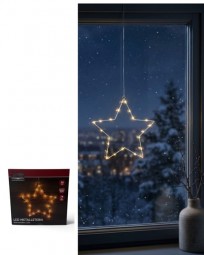 W Metallstern 20 LED mit Saugnapf und Timer Ø 30 cm, weiß
