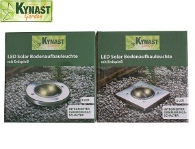 Solar Bodenaufbauleuchte mit Erdspieß eckig & rund