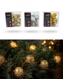 W Lichterkette Mini Metallball 10 LED - 3 Farben im Display