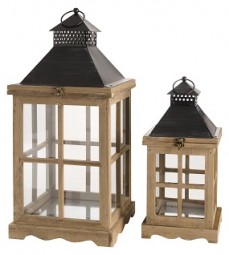 W Laterne aus Holz 2er Set