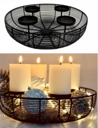 W Adventskranz aus Metall Ø 36,5 cm, schwarz