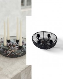 W Adventskranz aus Metall Ø 20,5 cm - Schwarz