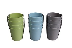 Becher Kunststoff 4er Pack, 3 Farben