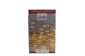 W Lichterkette Draht 40er mit Timer, batterieb