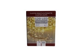 W Lichterkette Draht 120er Cluster mit Timer, batterieb.