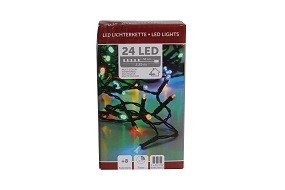 W Lichterkette 24 LED bunt mit Timer, 8 Funktionen, innen/außen, batterieb.