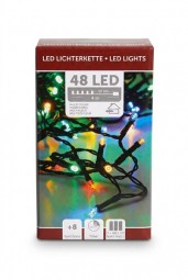 W Lichterkette 48 LED bunt mit Timer, 8 Funktionen, innen/außen, batterieb.