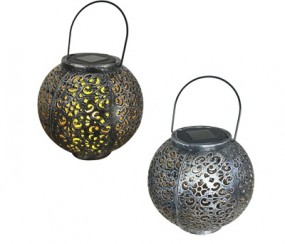 Solar Laterne rund Ø18 cm Antiksilber-Optik