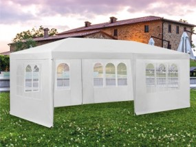 Pavillon 3x6 m inkl. 6 Seitenteile mit Fenster, weiß