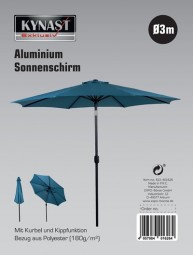 Sonnenschirm mit Kurbel und Kippfunktion Ø 3 m, blau