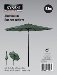 Sonnenschirm mit Kurbel und Kippfunktion Ø 3 m, grün