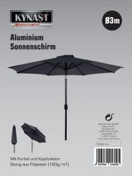 Sonnenschirm mit Kurbel und Kippfunktion Ø 3 m, anthrazit