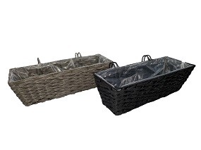 Rattan Blumenkasten 49 x 14 x 17 cm in 2 versch. Farben