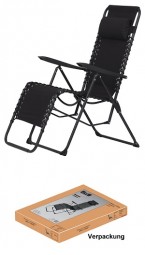 Garten Relaxstuhl mit Kopfpolster, schwarz