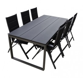 Gartentisch 210x100 cm mit Nonwood-Tischplatte, schwarz