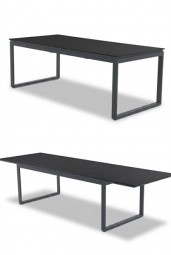 Gartentisch ausziehbar 200/298x95x75 cm mit Nonwood-Tischplatte, schwarz