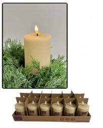 Kerze Rustic LED Echtwachs, flackernd Ø 7,5 x 12,5 cm mit Timer, creme