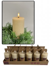 Kerze Rustic LED Echtwachs, flackernd Ø 7,5 x 15 cm mit Timer, creme