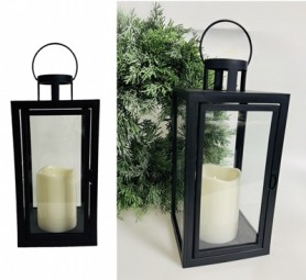 Laterne mit LED Kerze H x 27,5 cm schwarz, mit Timer