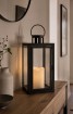 Laterne mit LED Kerze H x 27,5 cm schwarz, mit Timer