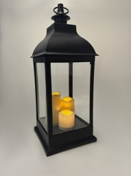 Laterne mit 3 LED Kerzen H x 60 cm, mit Timer