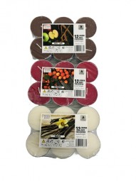 Duftteelichter Jumbo 12er Pack, 3 versch. Düfte
