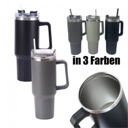 Trinkbecher 1,1 Ltr. mit Trinkhalm, 3 Farben