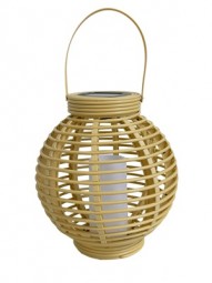 Solar Laterne Rattan-Optik mit LED-Kerze, H x 24 cm, natur