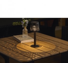 Solar Tischleuchte mit Dekorstanzungen H x 24 cm, schwarz