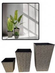Rattan Pflanzentopf 3er Set in 2 versch. Farben
