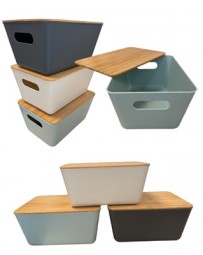 Aufbewahrungsbox mit Bambus Deckel, L x 27,5 cm in 3 Farben