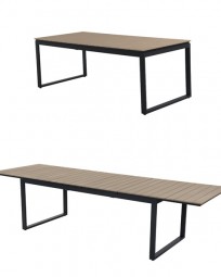 Gartentisch ausziehbar 200/298x95x75 cm mit Nonwood-Tischplatte, teaklook