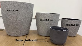 Pflanztopf Stone Ø 35,5 x H 35 cm anthrazit