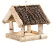 Vogelhaus Futterstelle Birke/Reisigdach hängend